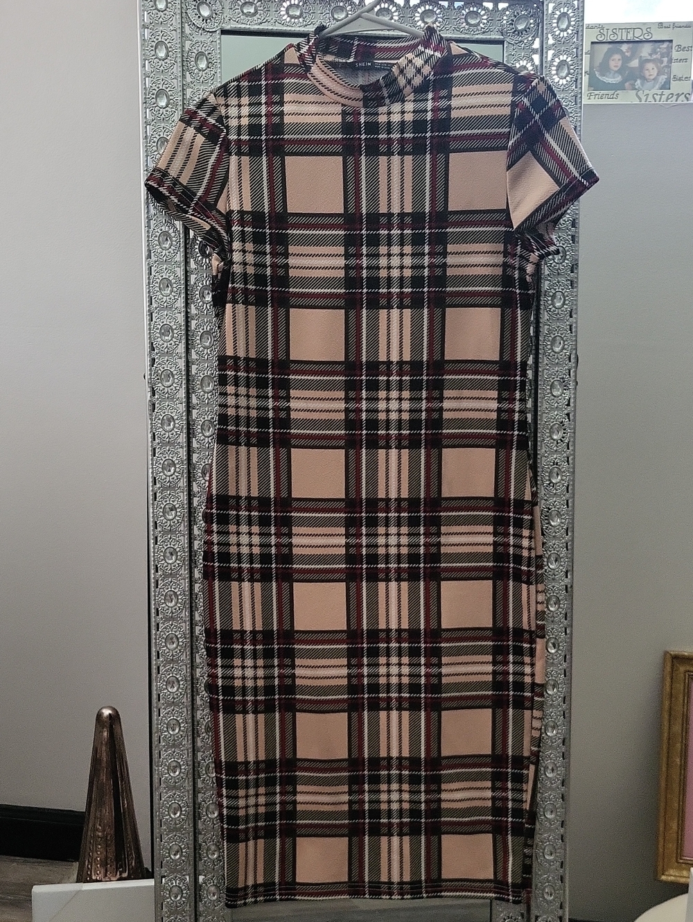 NWOT🤎 Designer Inspired Chic Plaid Mock-Neck Dress